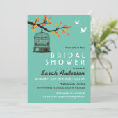 Blauwgroen vogelkooi Bloedbaasje Showuitnodiging Kaart (Staand voorkant)