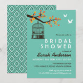 Blauwgroen vogelkooi Bloedbaasje Showuitnodiging Kaart (Voorkant / Achterkant)