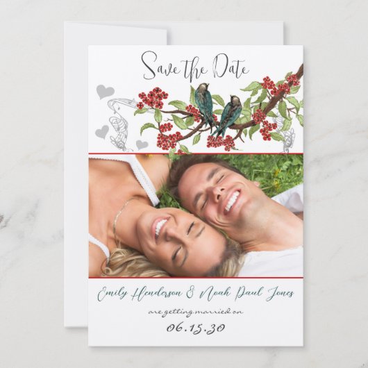 Blauwgroen  vogelpest Weduwen sparen de datum Kaart (Voorkant)