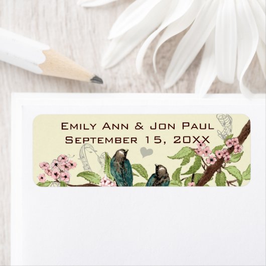  Blauwgroen vogelplukkerlabel Etiket (Insitu)