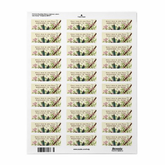  Blauwgroen vogelplukkerlabel Etiket (Full Sheet)