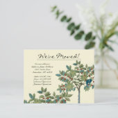 Blauwgroen vogels die we hebben verplaatst aankondigingskaart (Staand voorkant)