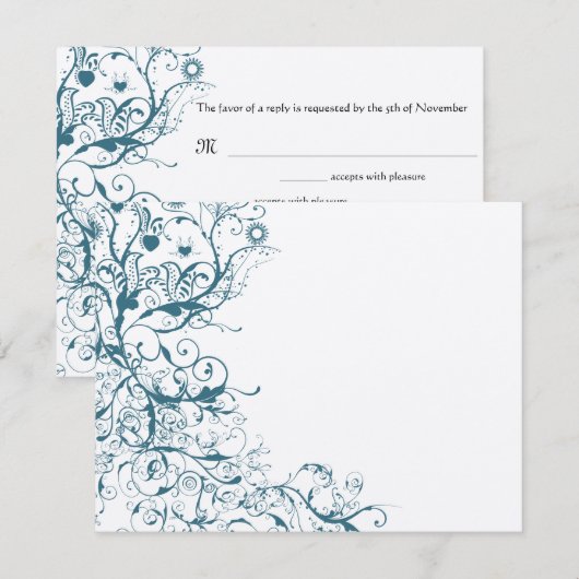 Blauwgroen vogels en zwemvogels die RSVP-Kaart wed RSVP Kaartje (Voorkant / Achterkant)