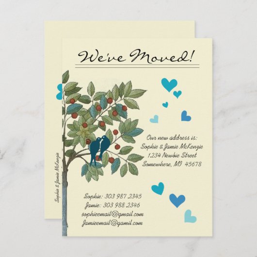  Blauwgroen vogeltjes die we hebben verplaatst Aankondigingskaart (Voorkant / Achterkant)