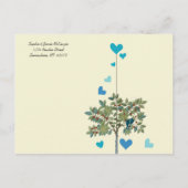 Blauwgroen vogeltjes die we hebben verplaatst Aankondigingskaart (Achterkant)