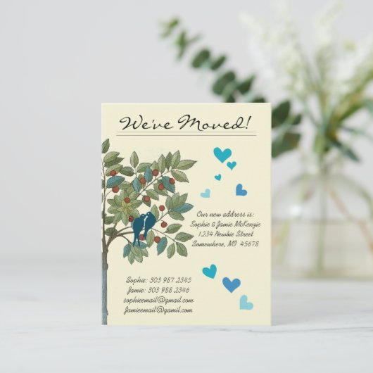 Blauwgroen vogeltjes die we hebben verplaatst Aankondigingskaart (Staand voorkant)