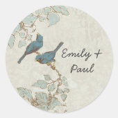  Blauwgroen vogeltrekzegel Ronde Sticker (Voorkant)