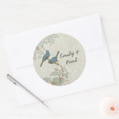  Blauwgroen vogeltrekzegel Ronde Sticker (Envelop)