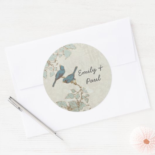  Blauwgroen vogeltrekzegel Ronde Sticker (Envelop)