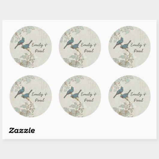  Blauwgroen vogeltrekzegel Ronde Sticker (Vel)