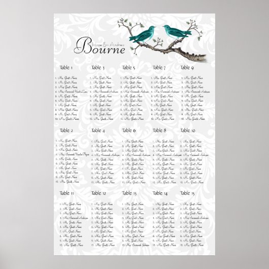  Blauwgroen vogelzetdiagram klik op Aanpassen Poster (Voorkant)