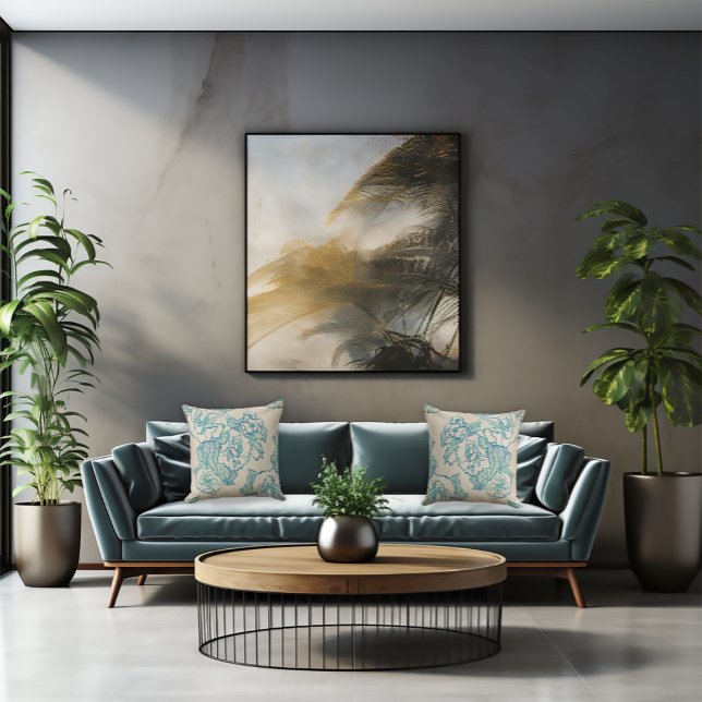 Blauwgroen volken op de natuurlijke Taupe Pillow Kussen (Creator heeft geüpload)