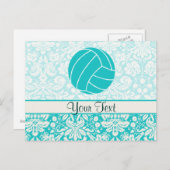 Blauwgroen volleybal briefkaart (Voorkant / Achterkant)