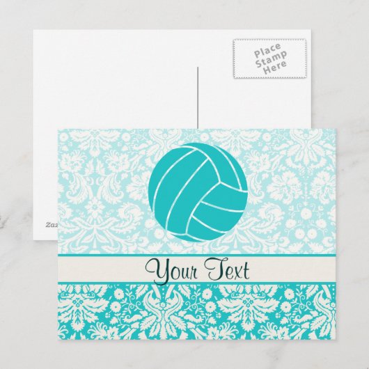 Blauwgroen volleybal briefkaart (Voorkant / Achterkant)