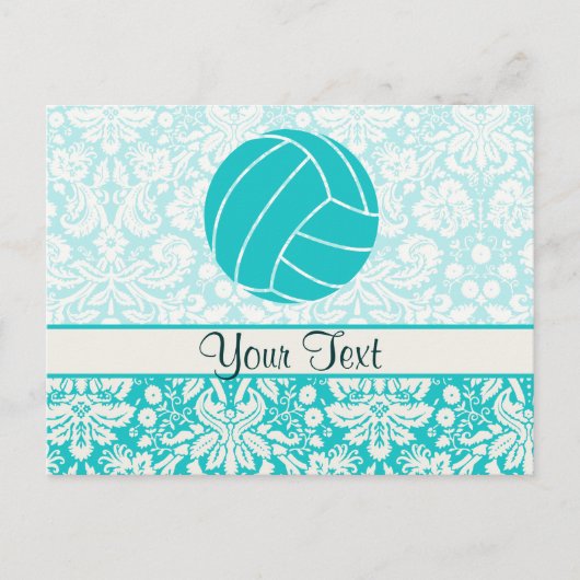 Blauwgroen volleybal briefkaart (Voorkant)