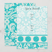 Blauwgroen volleybal kaart (Voorkant / Achterkant)