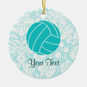 Blauwgroen volleybal keramisch ornament