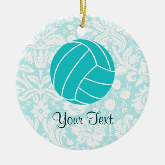 Blauwgroen volleybal keramisch ornament (Voorkant)