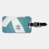 blauwgroen volleybal, monogrammen bagagelabel (Voorkant horizontaal)