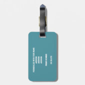 blauwgroen volleybal, monogrammen bagagelabel (Achterkant verticaal)