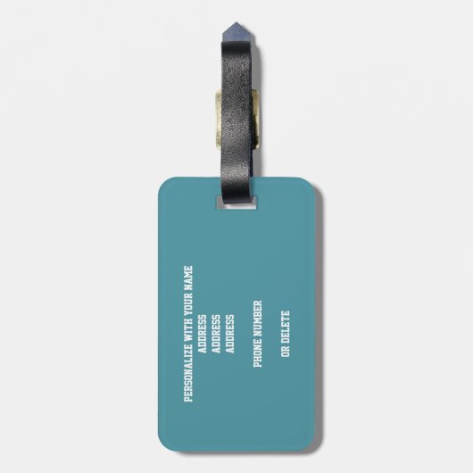 blauwgroen volleybal, monogrammen bagagelabel (Achterkant verticaal)