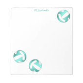 blauwgroen volleyballen gepersonaliseerd notitieblok (Voorkant)