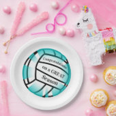 Blauwgroen volleybalpapierpartij papieren bordje (Feest)