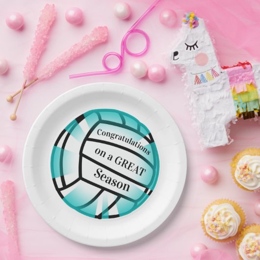 Blauwgroen volleybalpapierpartij papieren bordje (Feest)