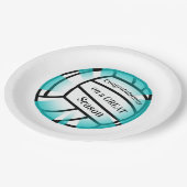 Blauwgroen volleybalpapierpartij papieren bordje (Gekanteld)