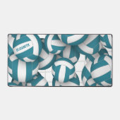 blauwgroen volleybalpatroon met net accent bureaumat (Voorkant)