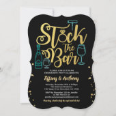 Blauwgroen voorraad van de bar verlovingspartij go kaart (Voorkant)