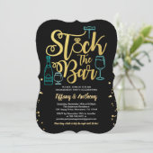 Blauwgroen voorraad van de bar verlovingspartij go kaart (Staand voorkant)