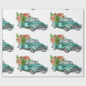  Blauwgroen Vrachtwagen Cadeaus kerstboom Cadeaupapier (Vlak)