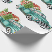  Blauwgroen Vrachtwagen Cadeaus kerstboom Cadeaupapier (Hoek)