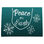Blauwgroen Vrede op Aarde Kerstmis Gift Bag Groot Cadeauzakje (Voorkant)