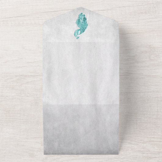 Blauwgroen vredeshuwelijk in één uitnodiging (Buitenkant)