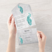 Blauwgroen vredeshuwelijk in één uitnodiging (Afscheurbaar)