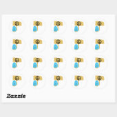 Blauwgroen vredesteken ronde sticker (Vel)