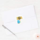 Blauwgroen vredesteken ronde sticker (Envelop)