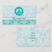 Blauwgroen vredesteken visitekaartje (Voorkant / Achterkant)