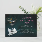 Blauwgroen vrijgezellenfeest Martini Kaart (Staand voorkant)