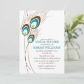 Blauwgroen Vrijgezellenfeest Peacock Feathers Kaart (Staand voorkant)