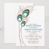 Blauwgroen Vrijgezellenfeest Peacock Feathers Kaart (Voorkant / Achterkant)