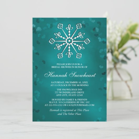 BLAUWGROEN VRIJGEZELLENFEEST SNOWFLAKE KAART (Staand voorkant)