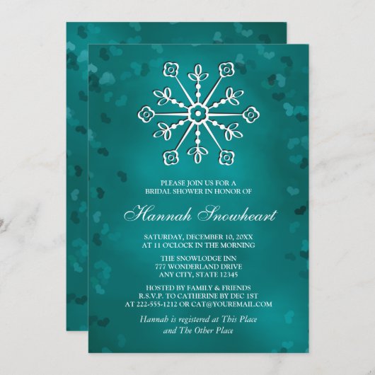 BLAUWGROEN VRIJGEZELLENFEEST SNOWFLAKE KAART (Voorkant / Achterkant)