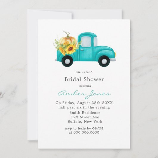  Blauwgroen Vrijgezellenfeest van Truck Pumpkin Kaart (Voorkant)