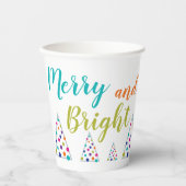Blauwgroen Vrolijk en Helder Kerstmis Papieren Bekers (Voorkant)
