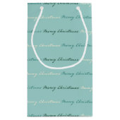 Blauwgroen vrolijk kerstfeest klein cadeauzakje (Achterkant)