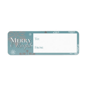 Blauwgroen vrolijke en felle sneeuwvlokken van en  etiket