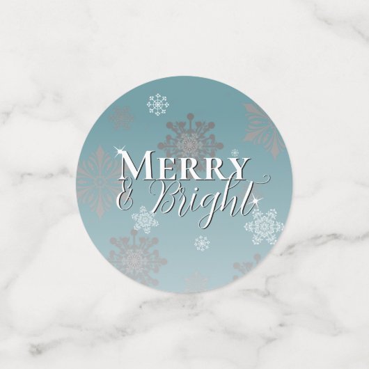 Blauwgroen vrolijke en heldere sneeuwvlokken kerst confetti (Kleine voorkant)